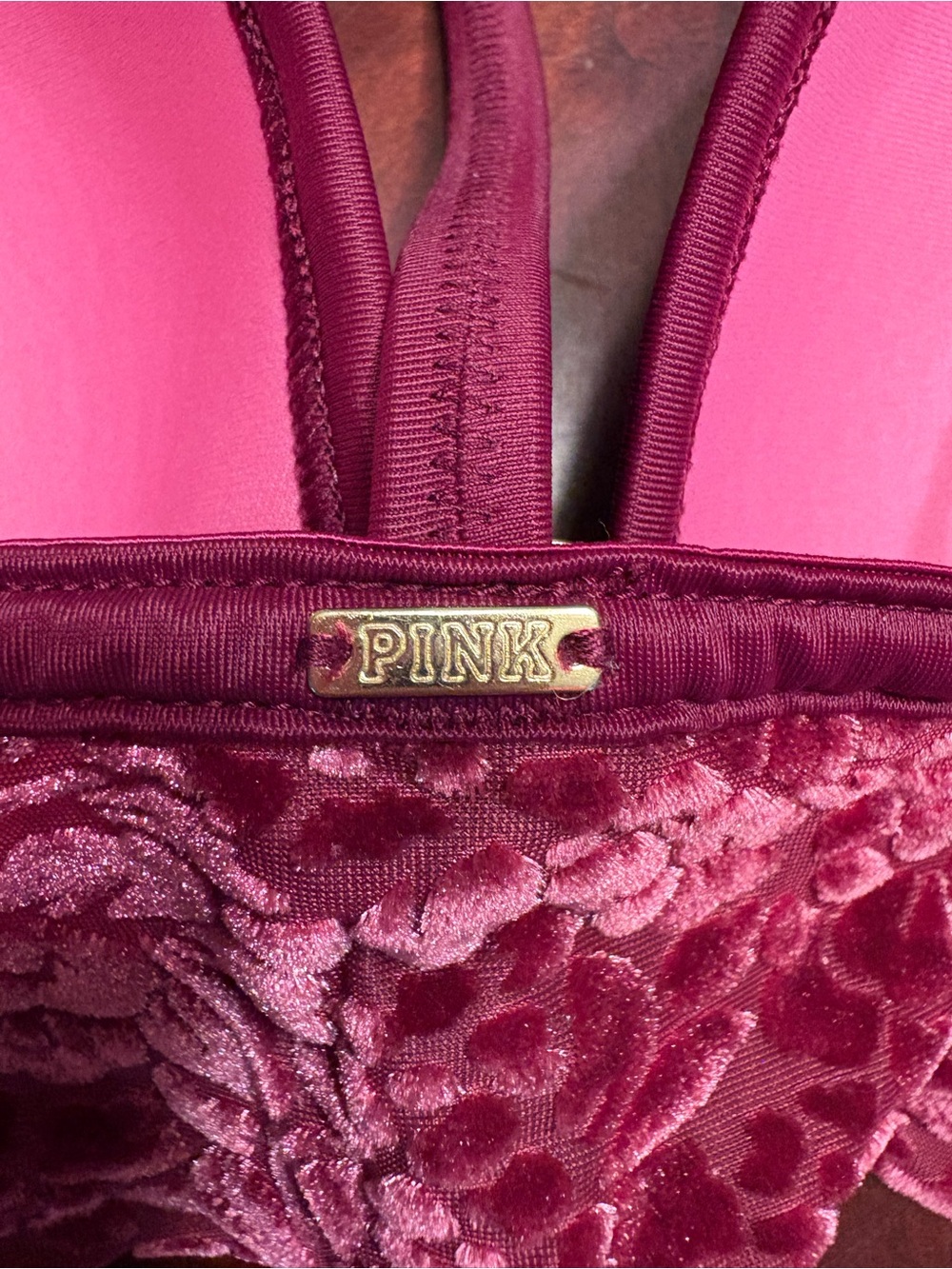PINK Victoria's Secret Velvet Floral Bralette - Raspberry - Picture 4 of 7